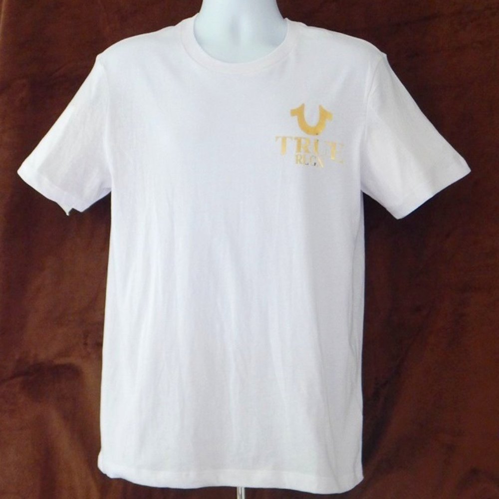 NWT MEN TRUE RELIGION Golden Foil Horseshoe RLGN Graphic White T Shirt